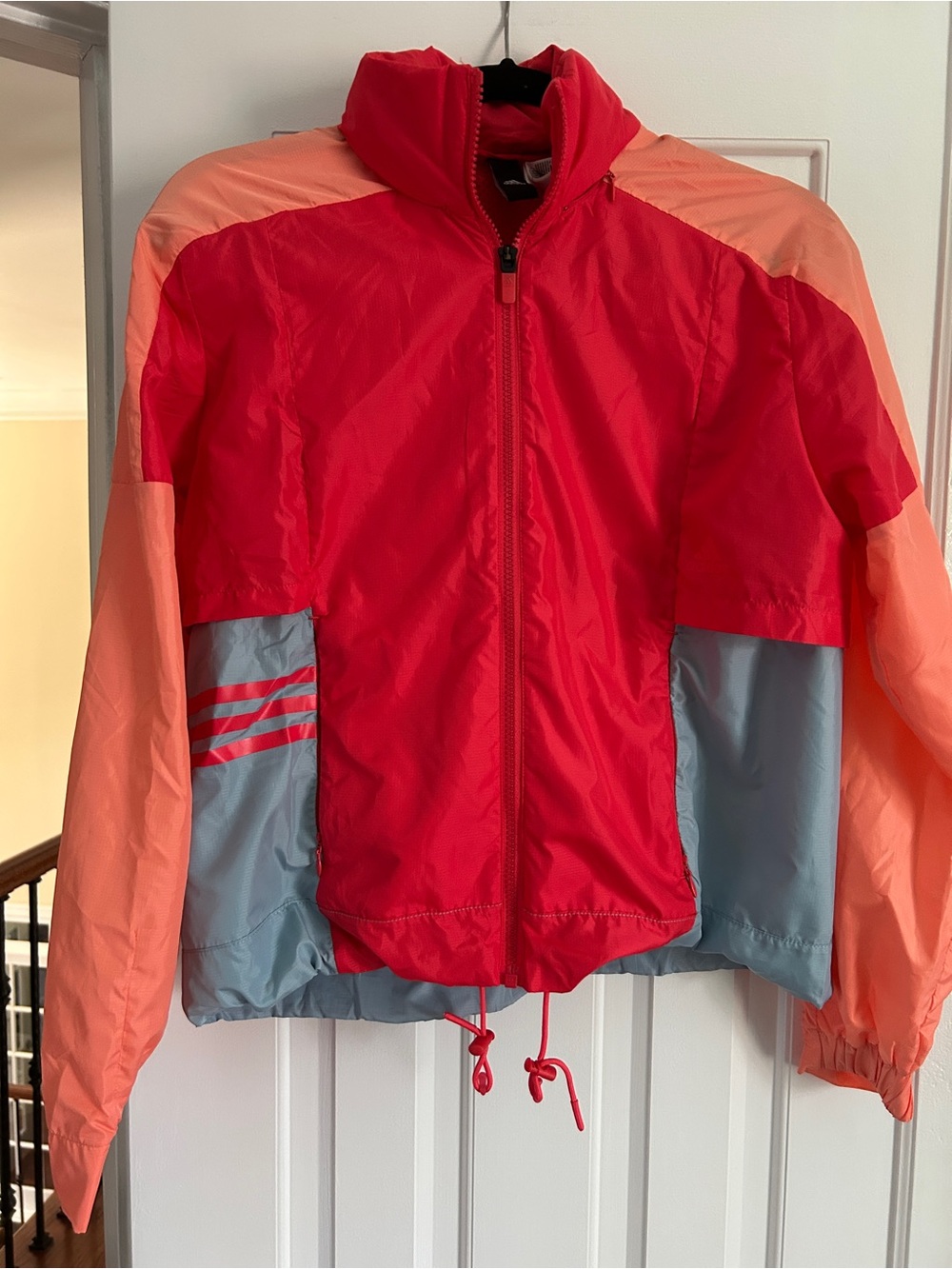 Women’s Adidas Colorblock WindbreakerJacket - Red, Peach & Light Blue